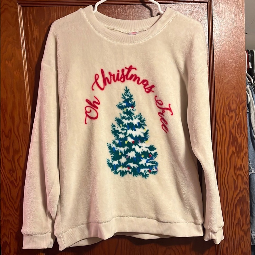 Christmas beige crewneck sweater
